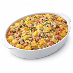 Auflauf mit Kartoffeln, Schinken und Champignons