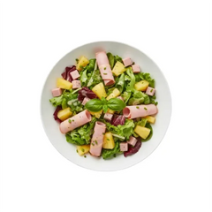 Insalata Hawaii grüner Salat mit Ananas und Schinken
