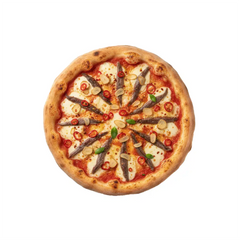 Pizza Matta (scharf) mit Knoblauch und Sardellen