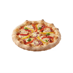 Pizza Vesuvio mit Zwiebeln und Paprika