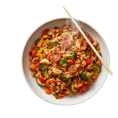 Reis Verdura (scharf) mit Gemüse, Tomatensauce und Knoblauch