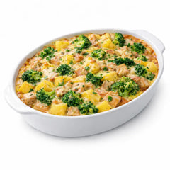 Auflauf mit Broccoli, Schinken und Sauce Hollandaise