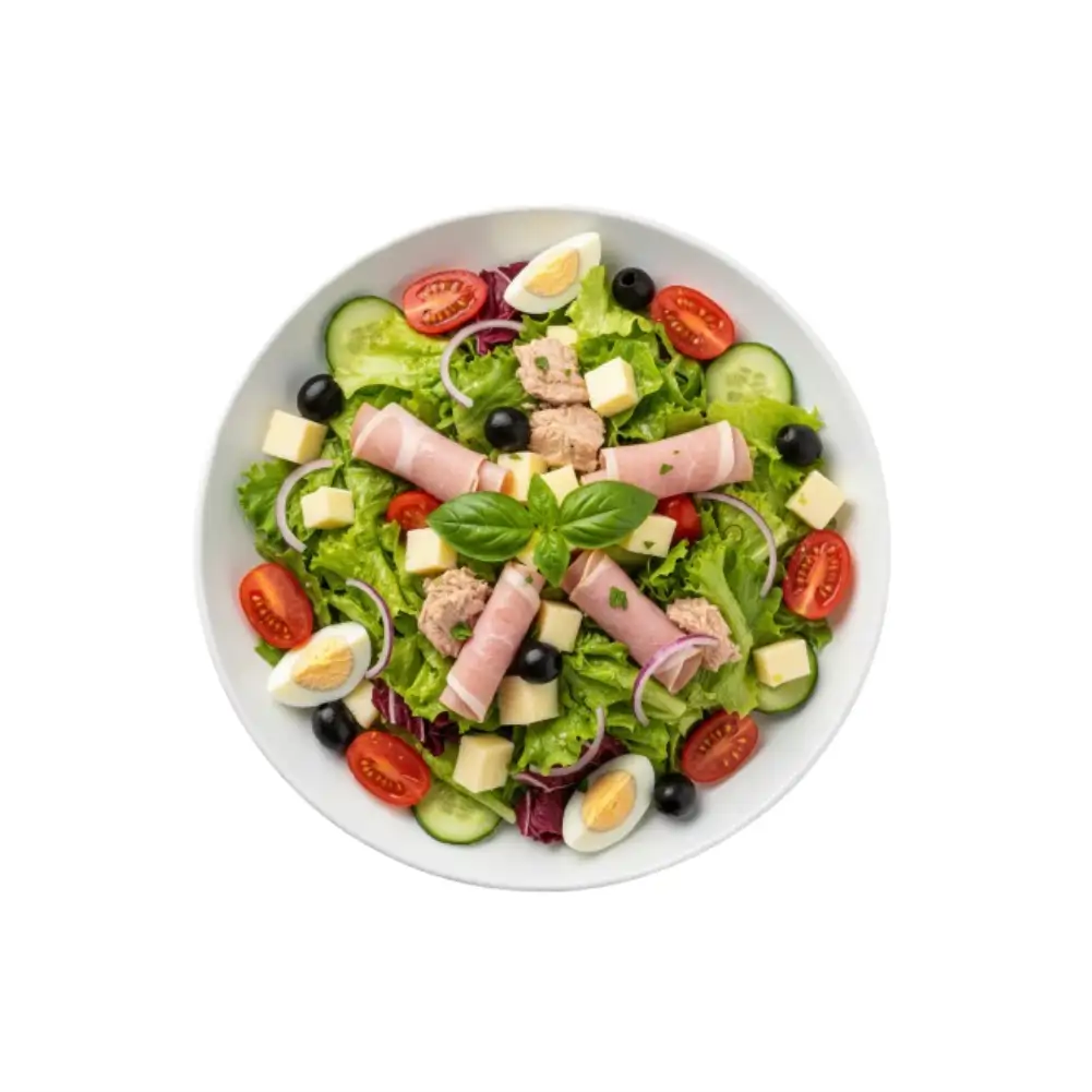 Insalata Capricciosa gemischter Salat mit Thunfisch, Schinken und Käse