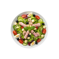 Insalata Capricciosa gemischter Salat mit Thunfisch, Schinken und Käse