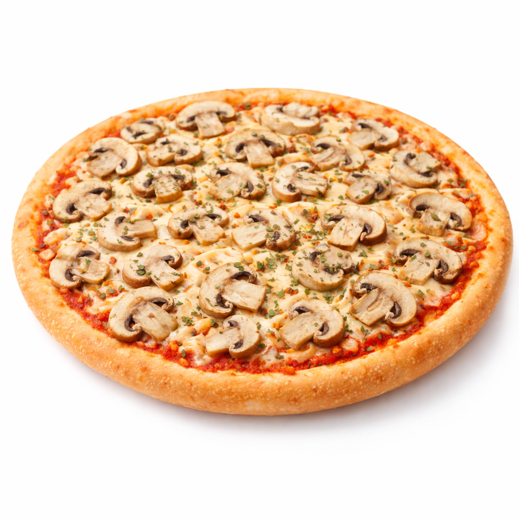 Pizza Funghi mit Champignons und veganem Käse