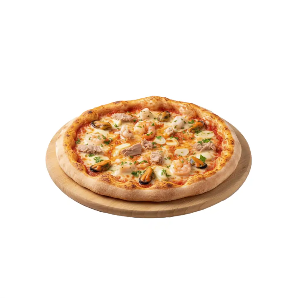 Pizza Marinara  mit Meeresfrüchten, Thunfisch und Knoblauch