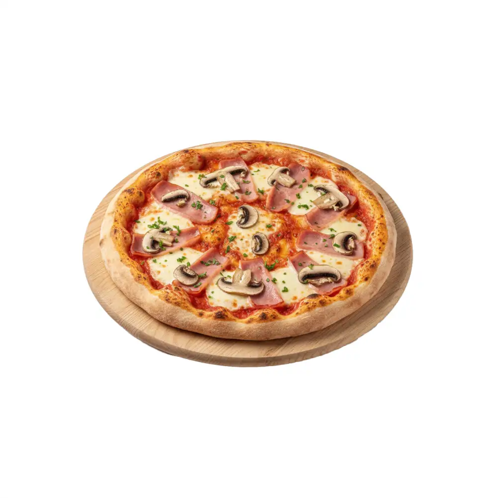 Pizza Paesana  mit Schinken und Champignons