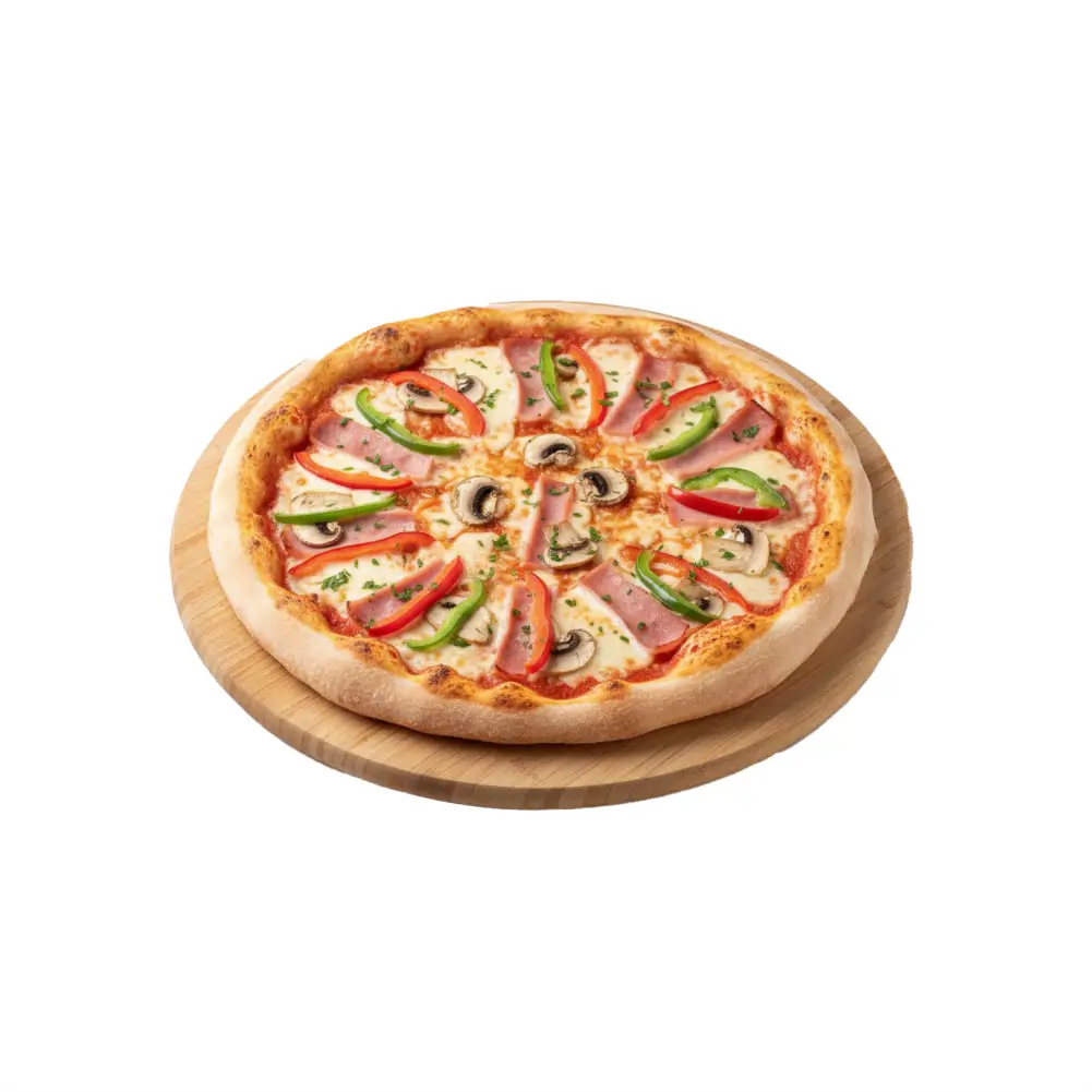 Pizza Rustica  mit Vorderschinken, Champignons und Paprika