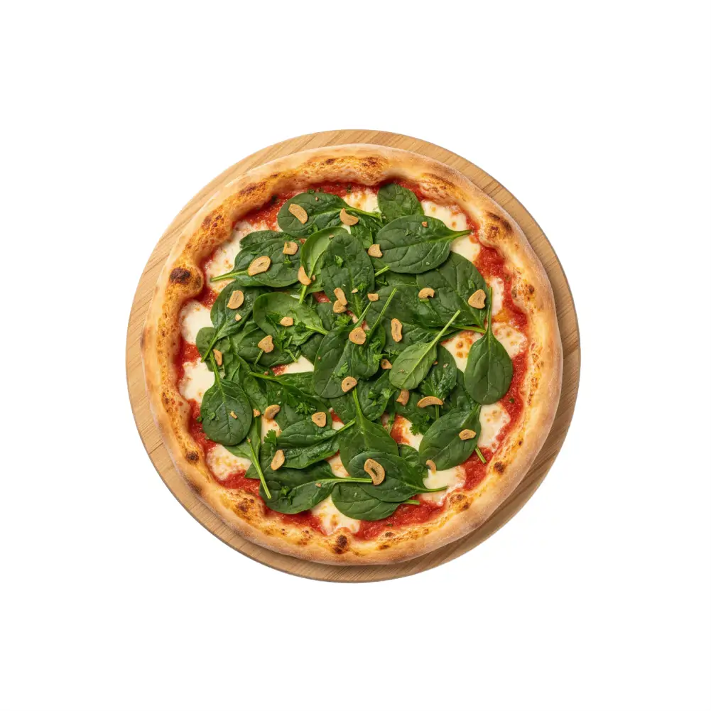 Pizza Spinaci mit Spinat und Knoblauch