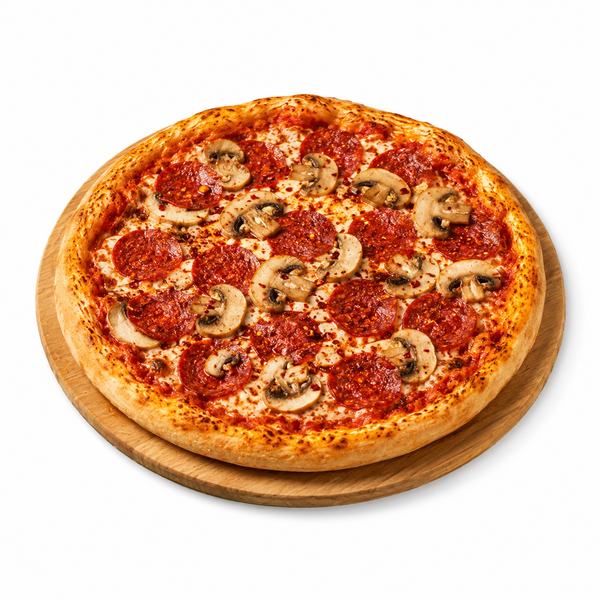 Pizza Inferno (scharf) mit Champignons und Salami