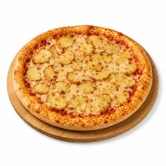 Pizza Patata mit gebratenen Kartoffelscheiben und veganem Käse