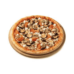 Pizza Prima Spezial  mit Champignons, Auberginen, Zucchini, Tomaten, Feta und Oliven