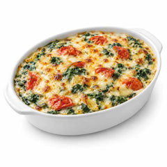 Spinaci al Forno mit Spinat, Sahnesauce, Käse, Tomaten und Knoblauch