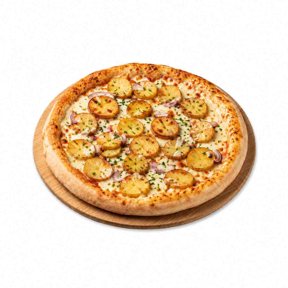 Pizza Patata mit gebratenen Kartoffelscheiben