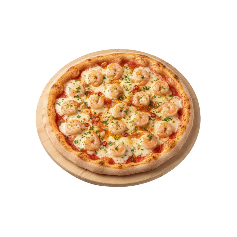 Pizza Scampi  mit Knoblauch