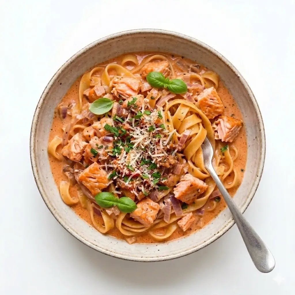 Tagliatelle Prima Special mit Pute, Gemüse und Tomaten-Sahnesauce
