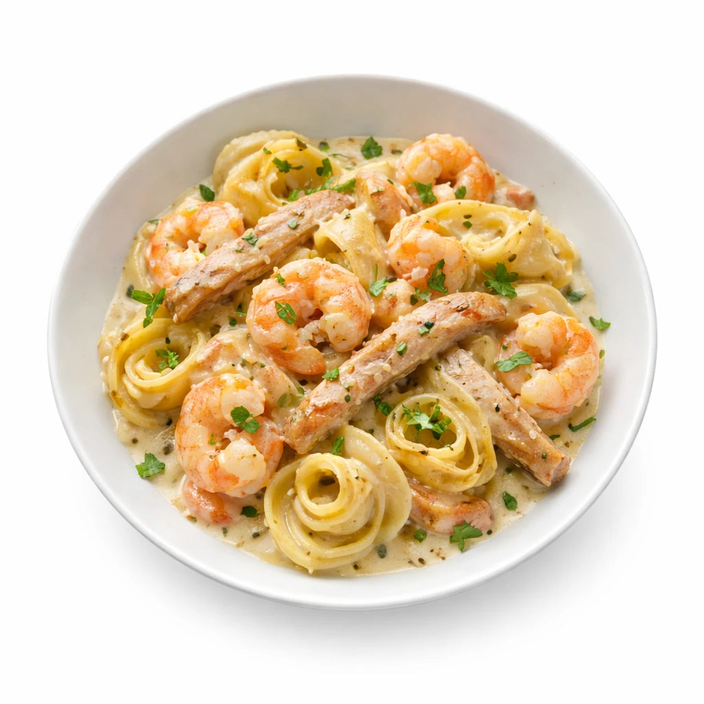 Tagliatelle Salmone mit Lachs, Zwiebeln und Tomaten-Sahnesauce